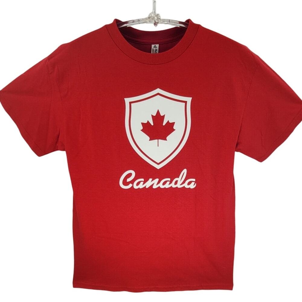 Canada Maple Leaf Graphic Tee Red White Mens Streetwear Classic Style‎